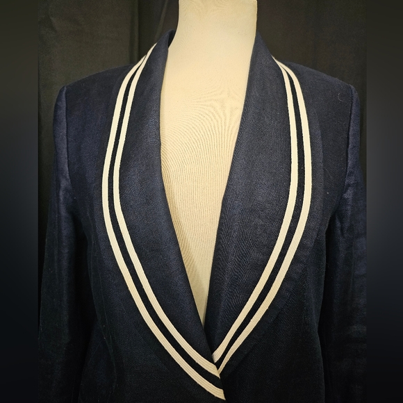 Nautical, blazer, jacket, linen, casual, classic, office, business casual, vacat - Picture 3 of 7